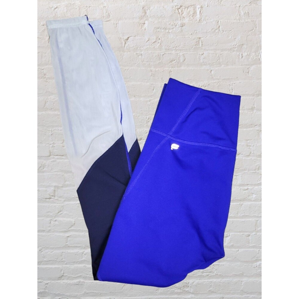 Fabletics Zone Leggings XS Royal Navy Blue High Waisted Powerhold Mesh Workout